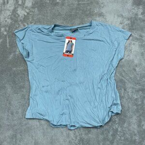 Womens 32 Deg Light Blue V-Neck Short Sleeve Top M Soft Stretchy Fabric NWT 6625